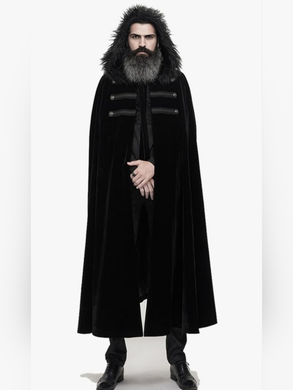 Rennaisance Black Hooded Cloak  M